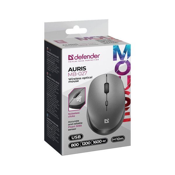 Мишка Defender Auris MB-027 Silent Wireless Grey (52029) 52029 фото