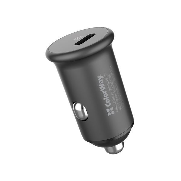 Автомобільний зарядний пристрій ColorWay 1USB (Power Delivery Port USB Type-C) Gray (CW-CHA028PD-GR) CW-CHA028PD-GR фото