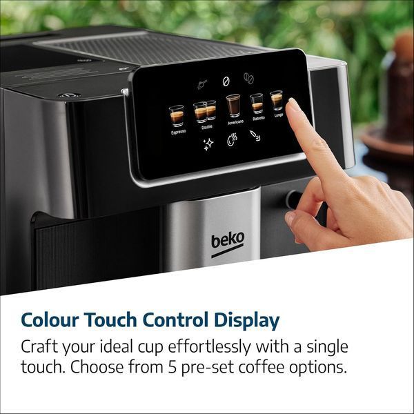Кофемашина Beko 2.0л, зерно + молоко, ручной капучинатор, авторецептов - 5, черный CEG7302B фото