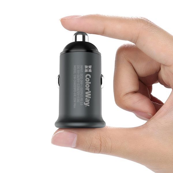 Автомобільний зарядний пристрій ColorWay 1USB (Power Delivery Port USB Type-C) Gray (CW-CHA028PD-GR) CW-CHA028PD-GR фото