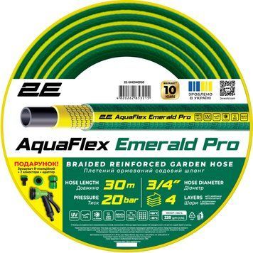 Шланг садовый 2Е AquaFlex Emerald Pro 3/4" 30м 4 слоя 20бар -10&hellip;+60&deg;C 2E-GHE34ED30 фото
