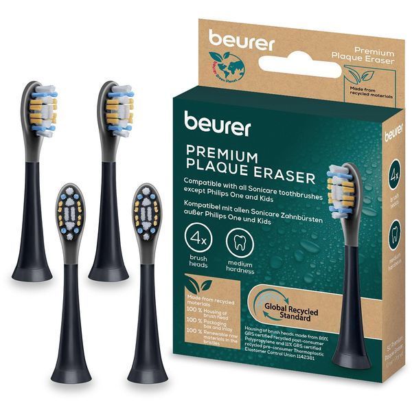 Насадки для зубных щеток Beurer SC 30/50 Premium Plaque Eraser, против налета, 4 шт в комплекте, черные SC_30/50_PPE_4 фото