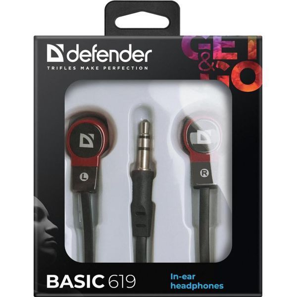 Навушники Defender Basic 619 Black-Red (63619) 63619 фото
