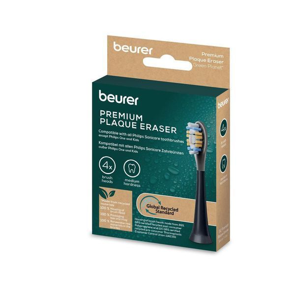 Насадки для зубных щеток Beurer SC 30/50 Premium Plaque Eraser, против налета, 4 шт в комплекте, черные SC_30/50_PPE_4 фото