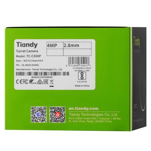 Tiandy TC-C34XP 4МП фиксированная турельная камера Color Maker, 2.8 мм TC-C34XP фото