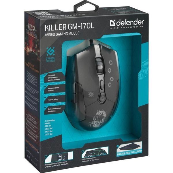Мишка Defender Killer GM-170L Black (52170) 52170 фото