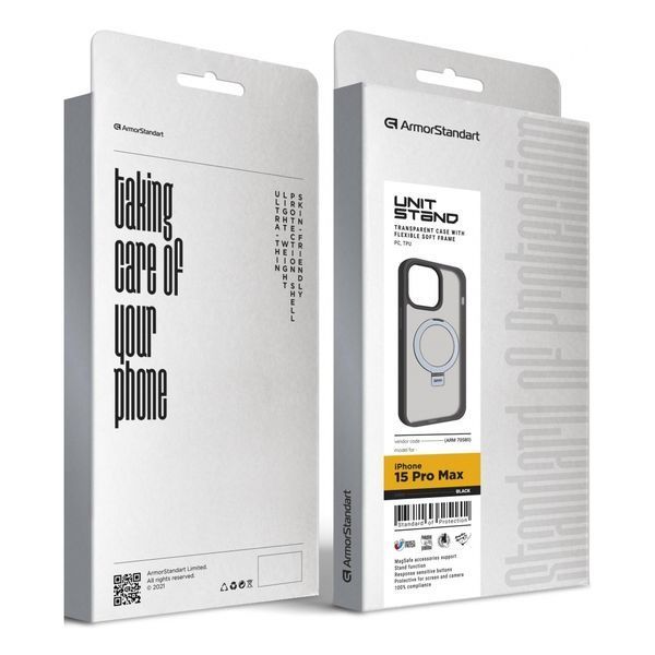 Накладка ArmorStandart Unit Stand для Apple iPhone 15 Pro Max Black (ARM70580) ARM70580 фото