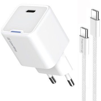 Зарядное устройство ColorWay GaN Mini (30W) PD Port PPS USB-C белый + cable Type-C (CW-CHS054PDC-WT) CW-CHS054PDC-WT фото