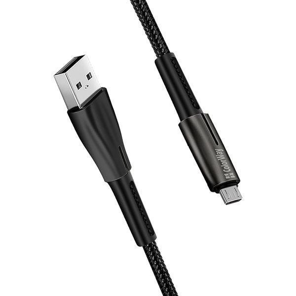 Кабель ColorWay USB - MicroUSB (zinc alloy+led) 2.4А 1м черный (CW-CBUM035-BK) CW-CBUM035-BK фото