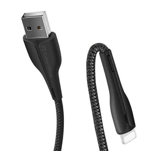 Кабель ColorWay USB - Apple Lightning (led) 2.4А 1м черный (CW-CBUL034-BK) CW-CBUL034-BK фото