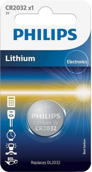 Батарейка Philips Lithium CR 2032 BLI 1шт блистер CR2032/01B фото