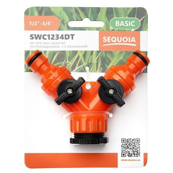Коннектор для шланга SEQUOIA SWC1234DT разделитель двухклапанный 1/2'-3/4' пластик 0.06кг SWC1234DT фото