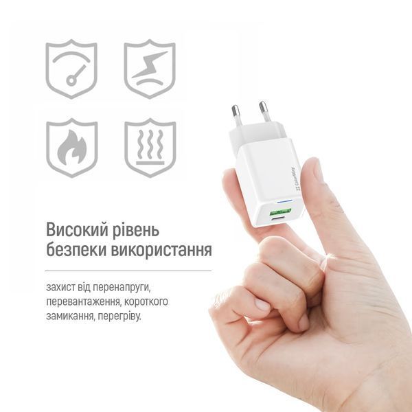 Зарядное устройство ColorWay GaN Mini (35W) PD Port PPS USB (Type-C PD + USB QC4.0) cable Type-C (CW-CHS055PDC-WT) CW-CHS055PDC-WT фото