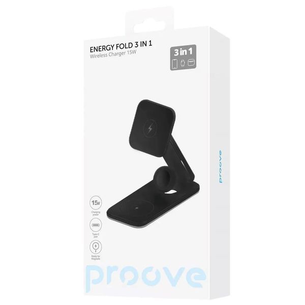 Бездротовий зарядний пристрій Proove Energy Fold 3 in 1 Black (WSEF15010001) WSEF15010001 фото