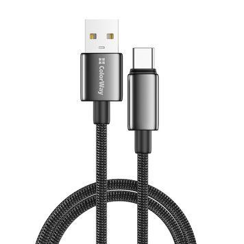Кабель ColorWay USB - Type-C (zinc alloy braided) 3А 2м чорний (CW-CBUC099-BK) CW-CBUC099-BK фото