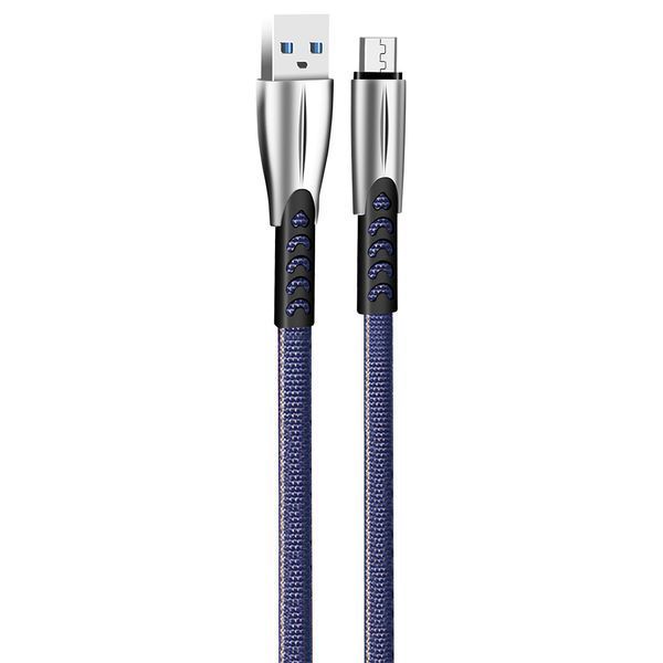Кабель ColorWay USB - MicroUSB (zinc alloy) 2.4A 1м синій (CW-CBUM011-BL) CW-CBUM011-BL фото
