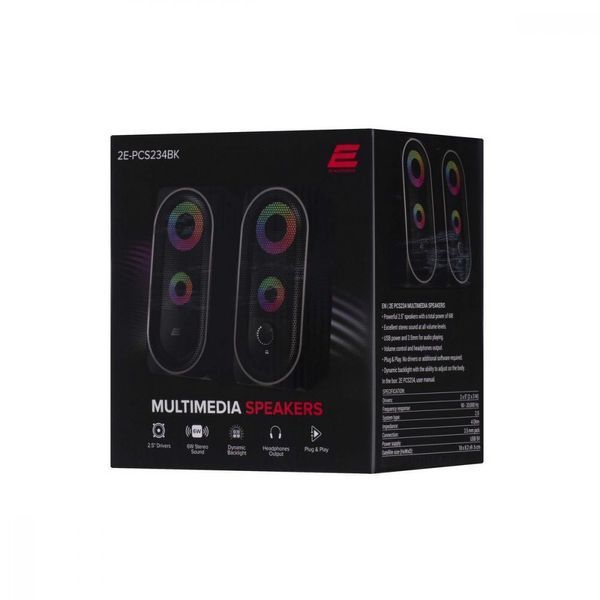 Акустика 2E PCS234 RGB 2.0 USB Black (2E-PCS234BK) 2E-PCS234BK фото