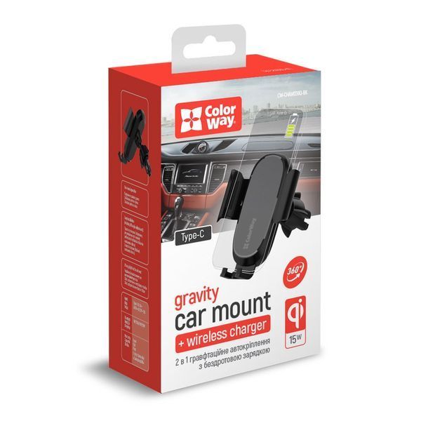 Автомобильное зарядное устройство для ColorWay Air Vent Car Wireless Charger (15W) Black (CW-CHAW038 CW-CHAW038Q-BK фото