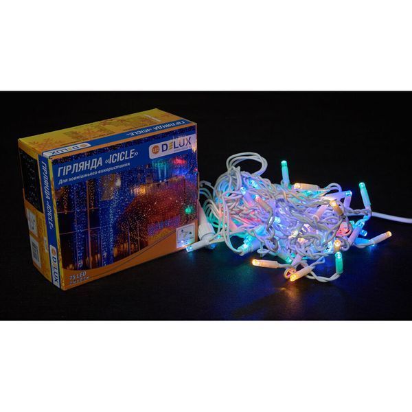 Гірлянда Delux ICICLE flash 75LED 2 х 0.7 м мульти/білий IP44 EN (90012956) 90012956 фото