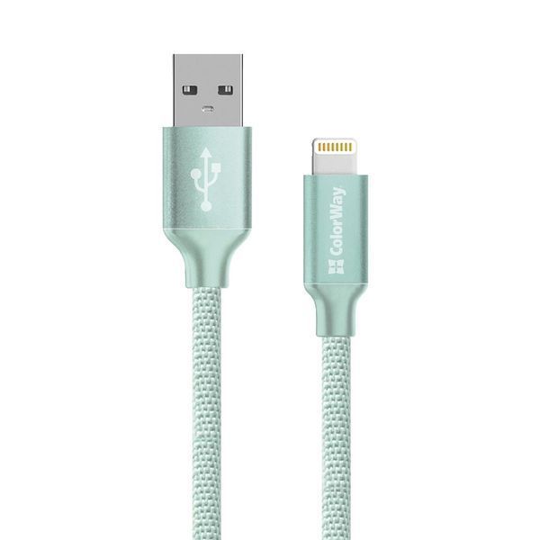 Кабель ColorWay USB - Apple Lightning 2.4А 2м мятный (CW-CBUL007-MT) CW-CBUL007-MT фото