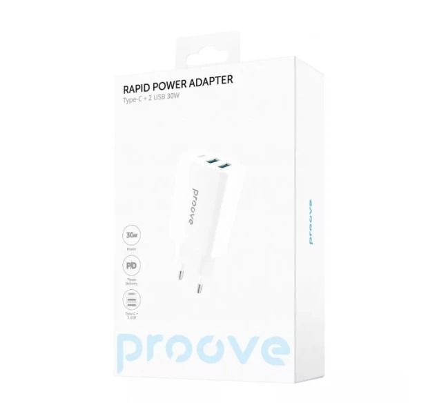 Зарядное устройство для Proove Rapid 30W (2 USB + Type-C) Power Adapter White (WCRP30210002) WCRP30210002 фото
