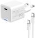 Зарядний пристрій ColorWay GaN Mini (35W) PD Port PPS USB-C білий cable Type-C (CW-CHS056PDC-WT) CW-CHS056PDC-WT фото 1