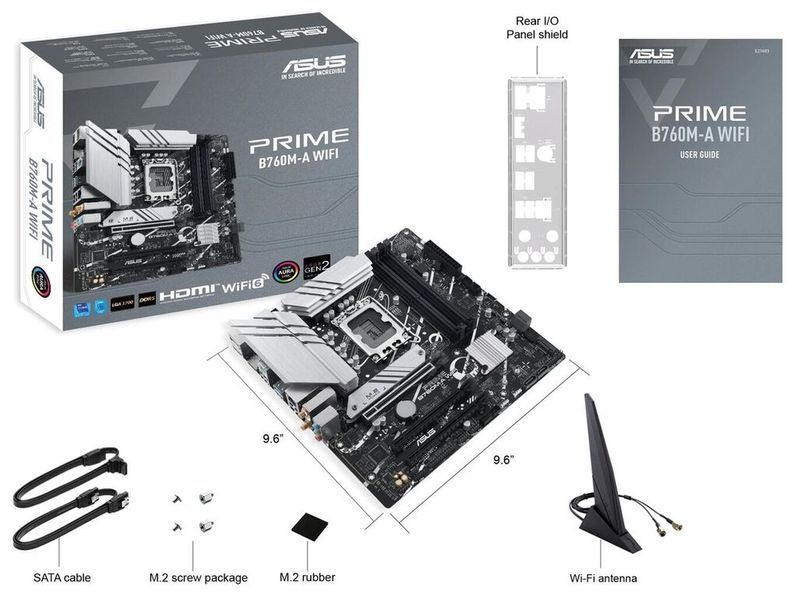 Материнcька плата ASUS PRIME B760M-A WIFI s1700 B760 4xDDR5 M.2 HDMI DP Wi-Fi BT mATX 90MB1EL0-M1EAY0 фото