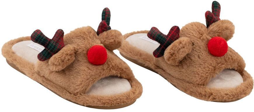 Обувь домашняя Ardesto Christmas 40/41 размер, 100% полиэстер, подошва 100% резина, коричневый ART2540DB фото