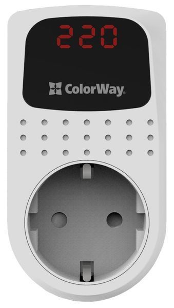 Реле напруги ColorWay (16A/3680W) 150V-210V/230V-280V DS2 White (CW-VR16-02D) CW-VR16-02D фото