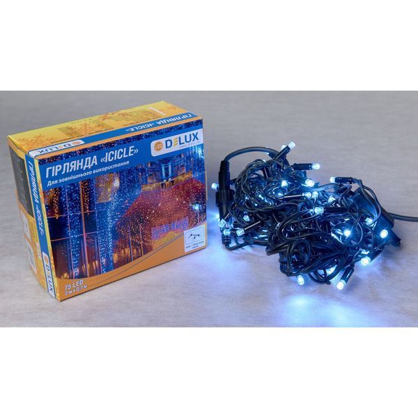 Гірлянда Delux Icicle 75LED 2x0.7m 18 flash білий/чорний IP44 EN (90012952) 90012952 фото