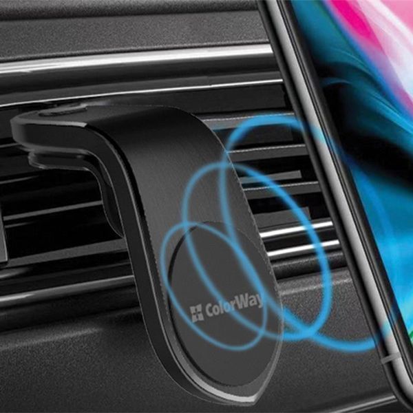 Автомобильный держатель для телефона ColorWay Metallic Air Vent-1 Black (CW-CHM04-BK) CW-CHM04-BK фото