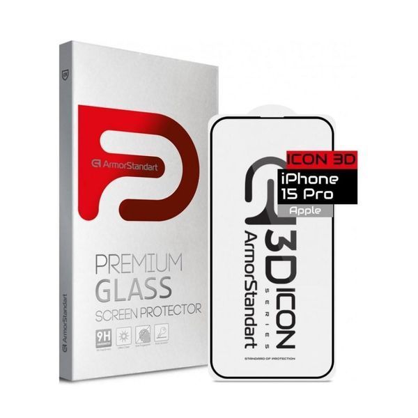 Защитное стекло ArmorStandart Icon 3D для Apple iPhone 15 Pro Black (ARM68215) ARM68215 фото