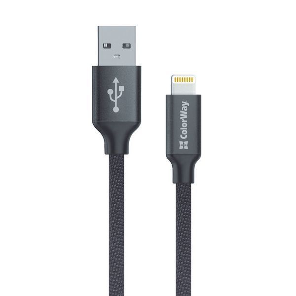 Кабель ColorWay USB - Apple Lightning 2.1А 1м чорний (CW-CBUL004-BK) CW-CBUL004-BK фото