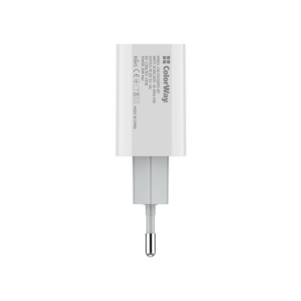 Зарядное устройство Colorway Power Delivery USB Type-C (20W) V2 белый (CW-CHS026PD-WT) CW-CHS026PD-WT фото