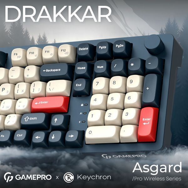 Клавіатура GamePro Asgard Drakkar Keychron Super Red Switch Wireless/Bluetooth/USB UA Blue (MK305BL) MK305BL фото