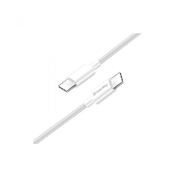 Кабель Colorway Type-C - Type-C (TPE) (PD Fast Charging 100W) 5.0А 1м білий (CW-CBPDCC058-WT) CW-CBPDCC058-WT фото