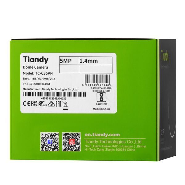 Tiandy TC-C35VN 5МП Fisheye камера, 1.4 мм TC-C35VN фото