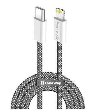 Кабель ColorWay Type-C - Apple Lightning (27W) 1м черный (CW-CBPDCL061-BK) CW-CBPDCL061-BK фото