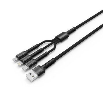Кабель Colorway 3в1 (Lightning+MicroUSB+Type-C) 4.0A (20W) серый (CW-CBU3003-GR) CW-CBU3003-GR фото