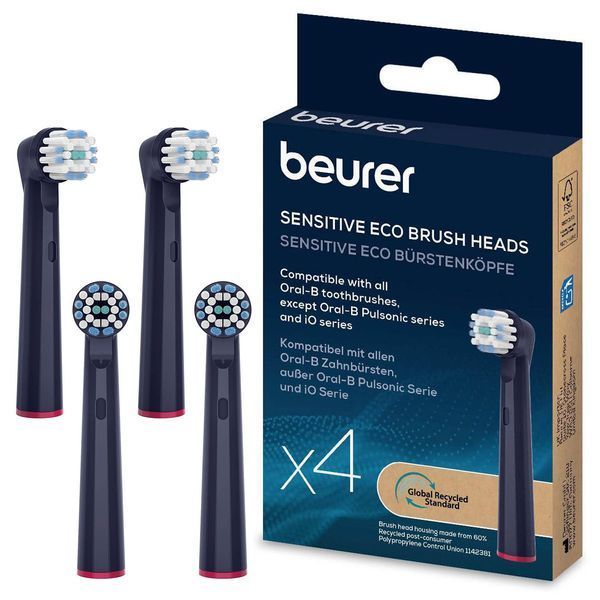 Насадки для зубных щеток Beurer TB 15/30/50 Sensitive GP, деликатная чистка, 4 шт в комплекте, синий TB_15/30/50_S_4_GP фото