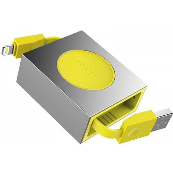 Кабель Rock Lightning Retractable Charge & Sync Cable 0,8M Yellow 364b3712-4730-11ea-8289-38d54713ceda фото