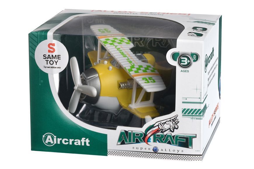 Літак металевий Same Toy інерційний Aircraft зі світлом і звуком (жовтий) SY8015Ut-1 фото