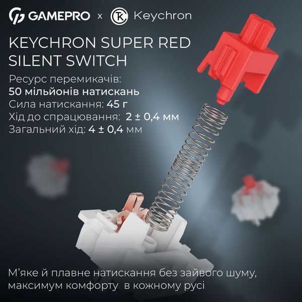 Клавіатура GamePro Asgard Ragnar Wireless/Bluetooth/USB UA Blue (MK285BL) MK285BL фото