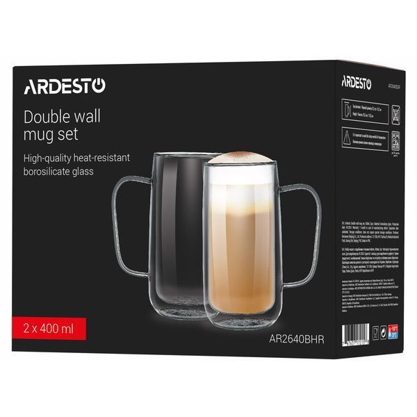 Набор чашек Ardesto BHR 400 мл 2 шт прозорий (AR2640BHR) AR2640BHR фото