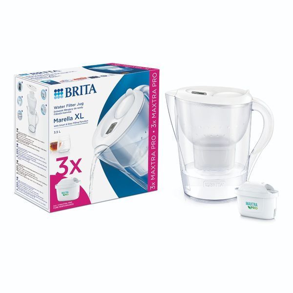 Фільтр-глечик Brita Marella XL Memo MXPro 3.5л (2л очищеної води) з фільтр-картриджем 3шт, білий 1052782 фото