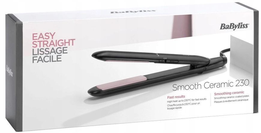 BaByliss Випрямитель, 41Вт, темп.режимов-2, 200 - 230С, керамика, черный ST241E фото