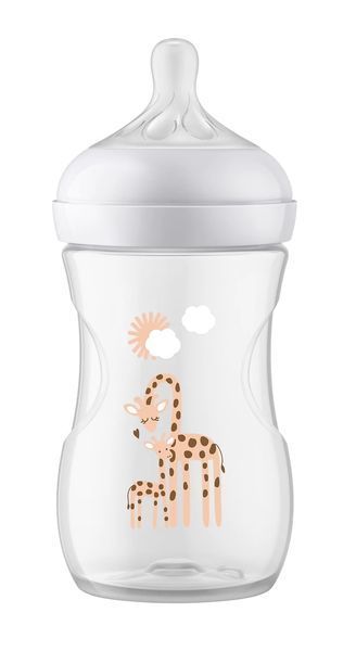 Пляшка для годування Avent Natural 260мл, Природний потік, жираф SCY903/66 фото