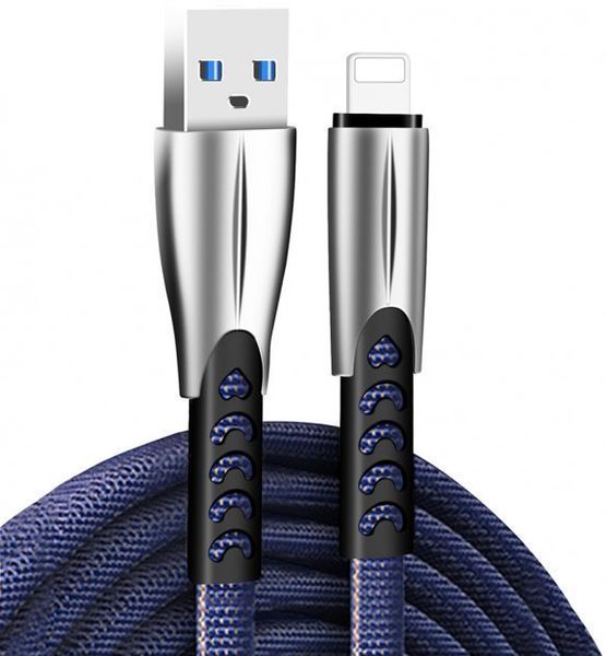 Кабель ColorWay USB - Apple Lightning (zinc alloy) 2.4A 1м синий (CW-CBUL010-BL) CW-CBUL010-BL фото