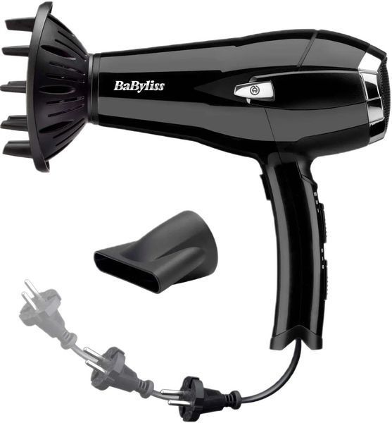 BaByliss Фен, 2000Вт, режимов-3иониз-я, хол. Обдув, смотка шнура, черный D374DE фото