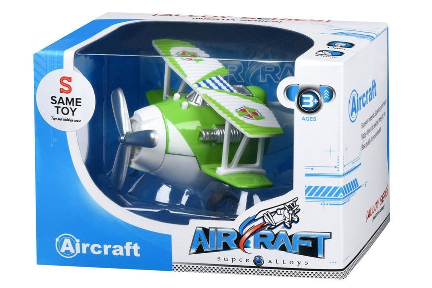 Самолет металлический Same Toy инерционный Aircraft со светом и звуком (зеленый) SY8012Ut-4 фото